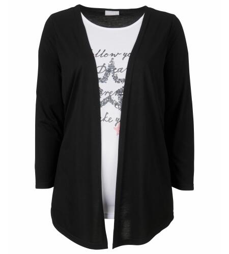 Strickjacke + T-Shirt