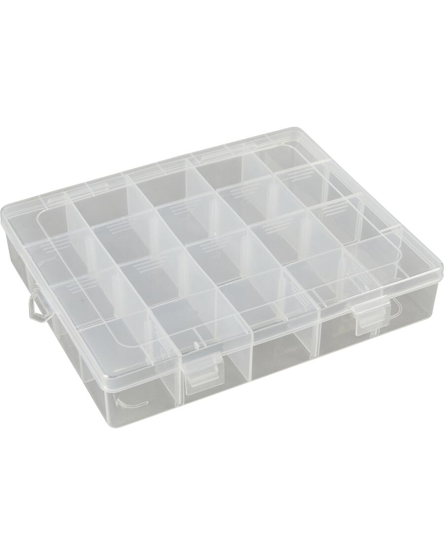 Úložný box s malými přihrádkami transparentní