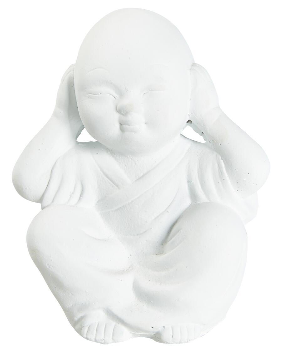 Budda dekoracyjny wykonany z cementu biały melanż