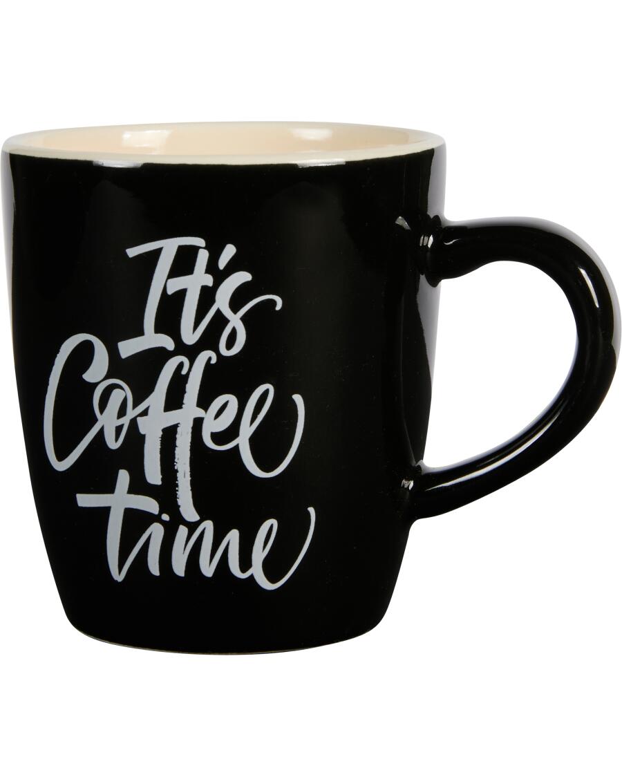Kaffeetasse mit Spruch schwarz/weiß