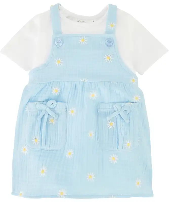 Tričko + mušelínové šaty dungaree