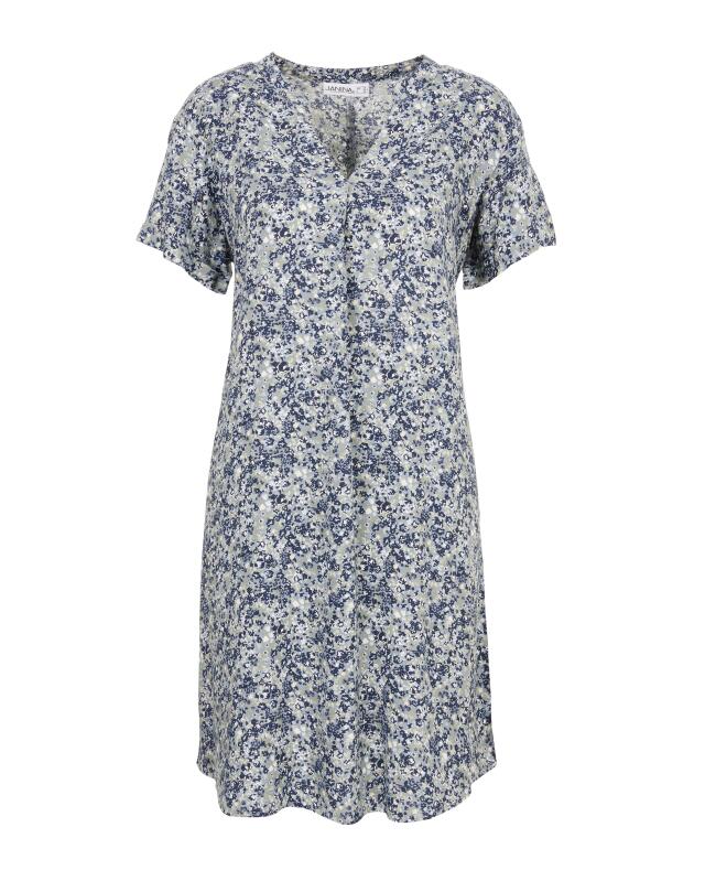 Longline blouse for women, blue printed (KiK Longbluse (blau bedruckt)) — KiK, authentic German product in Morocco
