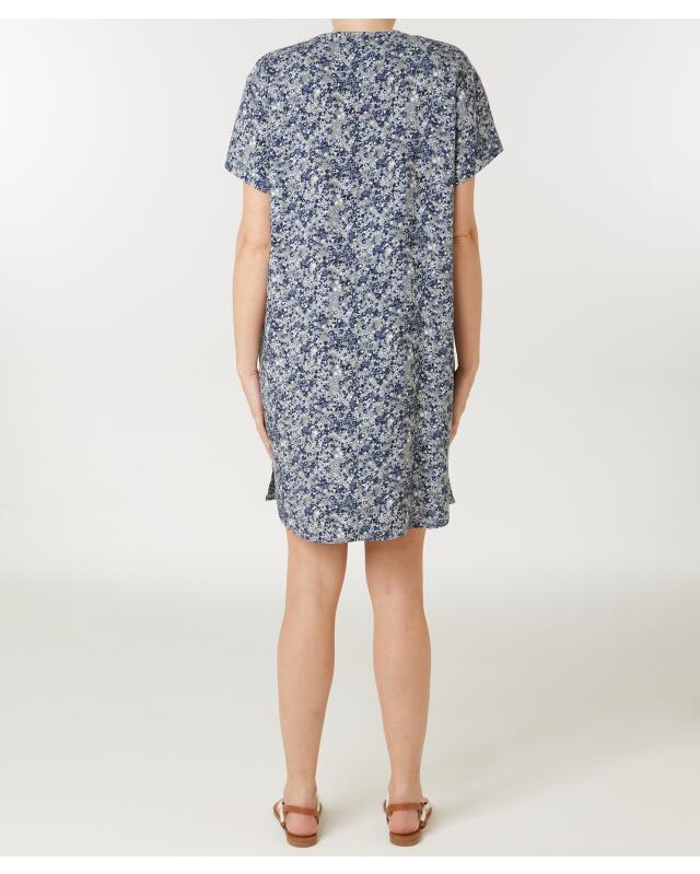 Longline blouse for women, blue printed (KiK Longbluse (blau bedruckt)) — KiK, authentic German product in Morocco