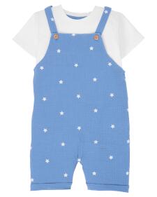 T-Shirt + Musselin-Latzshorts