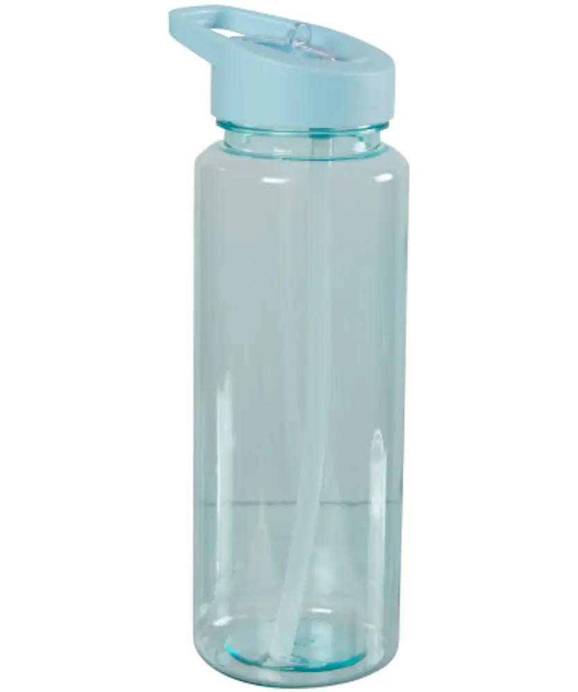 Trinkflasche mit Strohhalm, blau