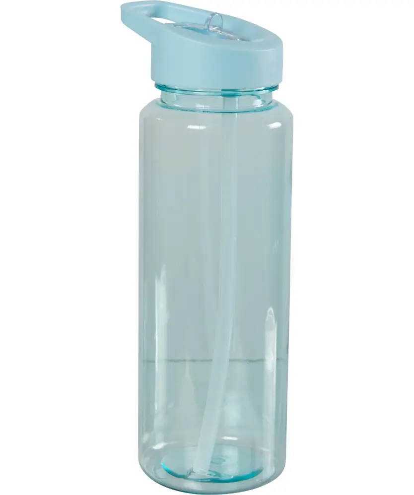 Trinkflasche mit Strohhalm, blau