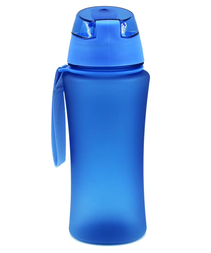 Trinkflasche mit Schriftzug, blau