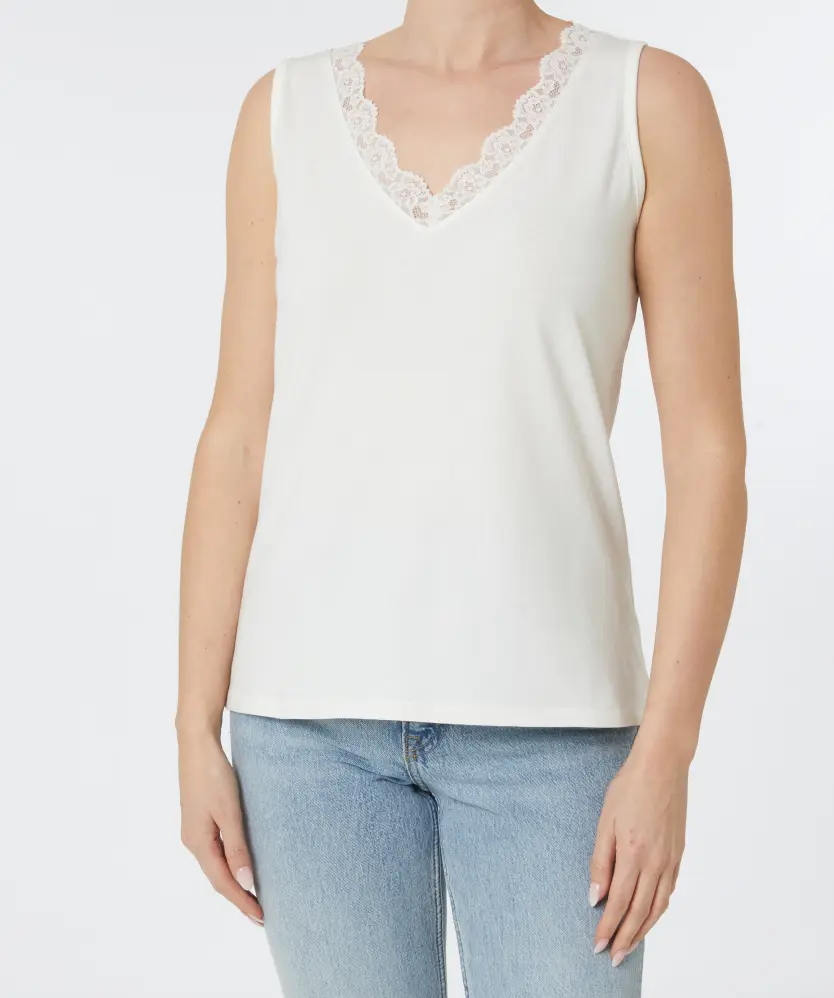 Top mit Spitze Janina, V-Ausschnitt