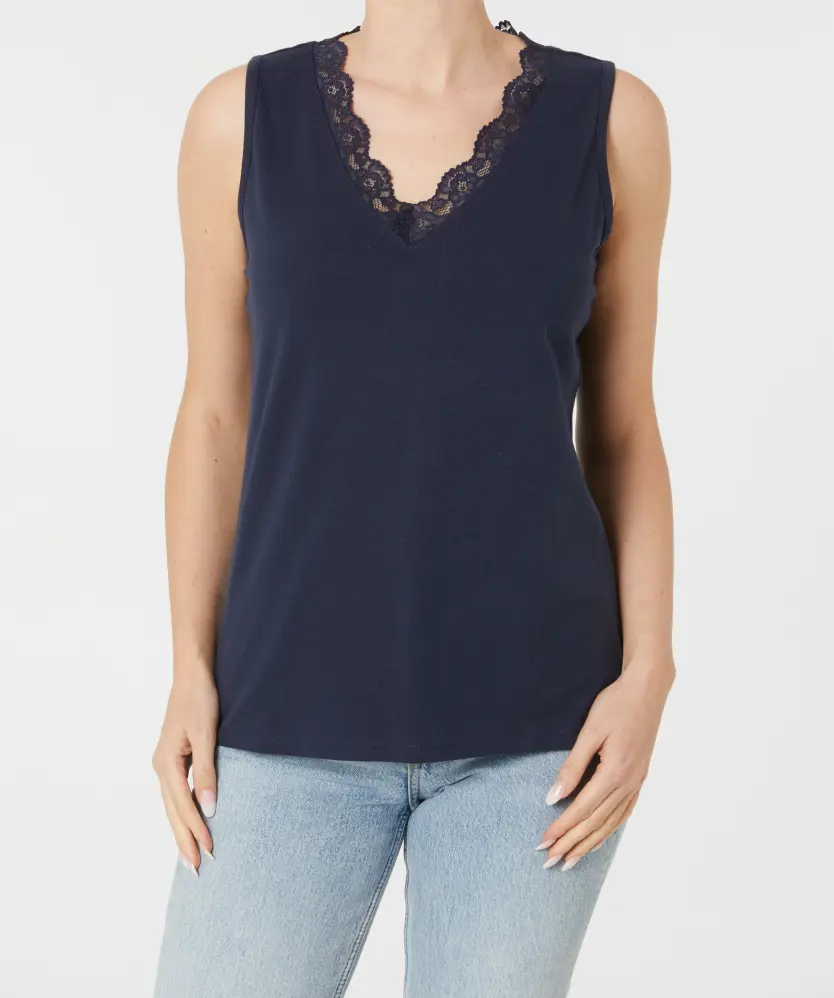 Top mit Spitze Janina, V-Ausschnitt