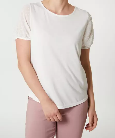 T-Shirt mit Chiffonärmeln