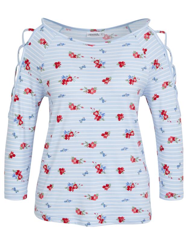 3/4-sleeve top for women, blue striped (KiK Shirt mit 3/4-Arm (blau gestreift)) — KiK, authentic German product in Morocco