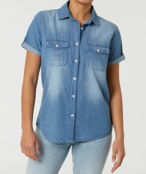 Jeansbluse Kurzarm