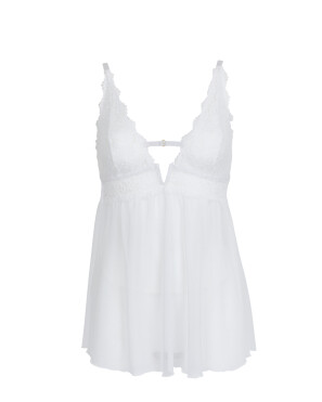 Koszula nocna Babydoll + stringi w kolorze białym