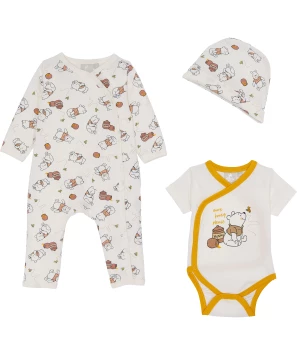 Winnie Pooh Newborn Mütze + Wickelbody + Strampler