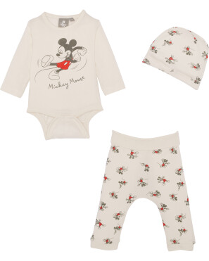 Czapka Myszka Mickey dla noworodka + body + spodnie