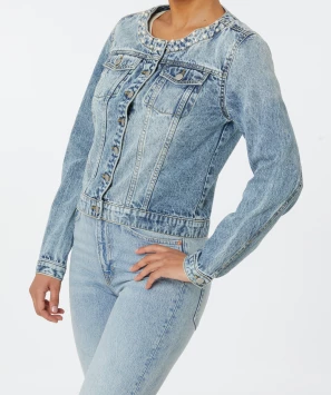 Jeansjacke mit Perlen