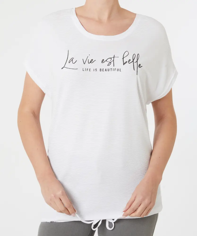 T-Shirt Donna Kiwistar Con Motiv Spinnrad Silhouette – Bianca, Vestibilità Moderna In Cotone 100%
