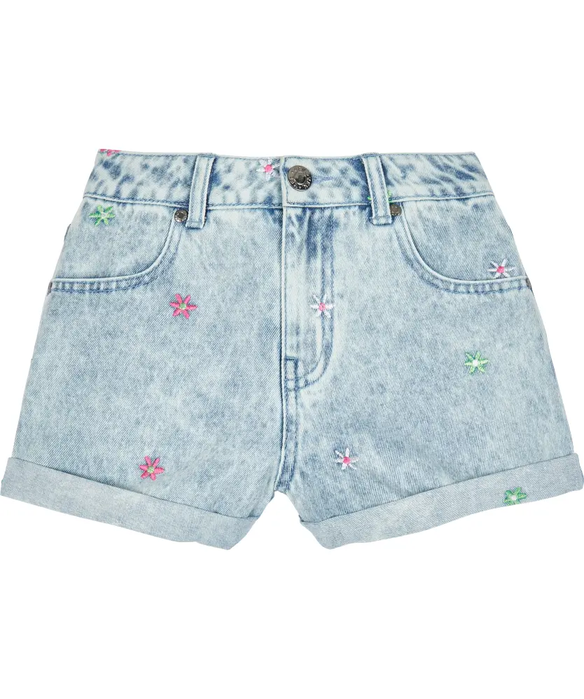 Jeans-Shorts mit Stickereien Y.F.K., Waschungseffekte