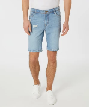 Denim shorts met destroyed effecten