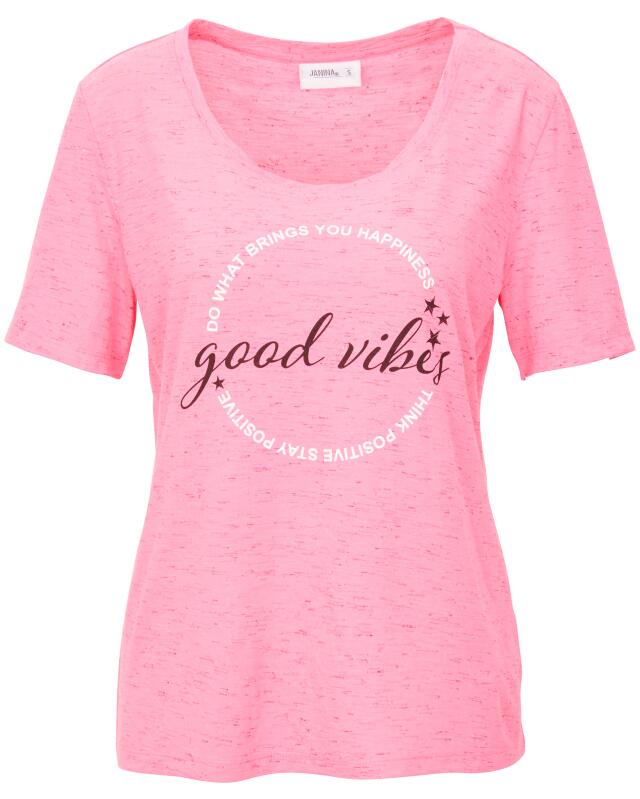 T-shirt chiné femme, rose vif/noir (KiK Meliertes T-Shirt (pink/schwarz)) — KiK, produit allemand authentique au Maroc