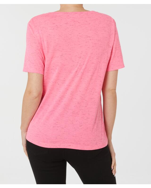 T-shirt chiné femme, rose vif/noir (KiK Meliertes T-Shirt (pink/schwarz)) — KiK, produit allemand authentique au Maroc