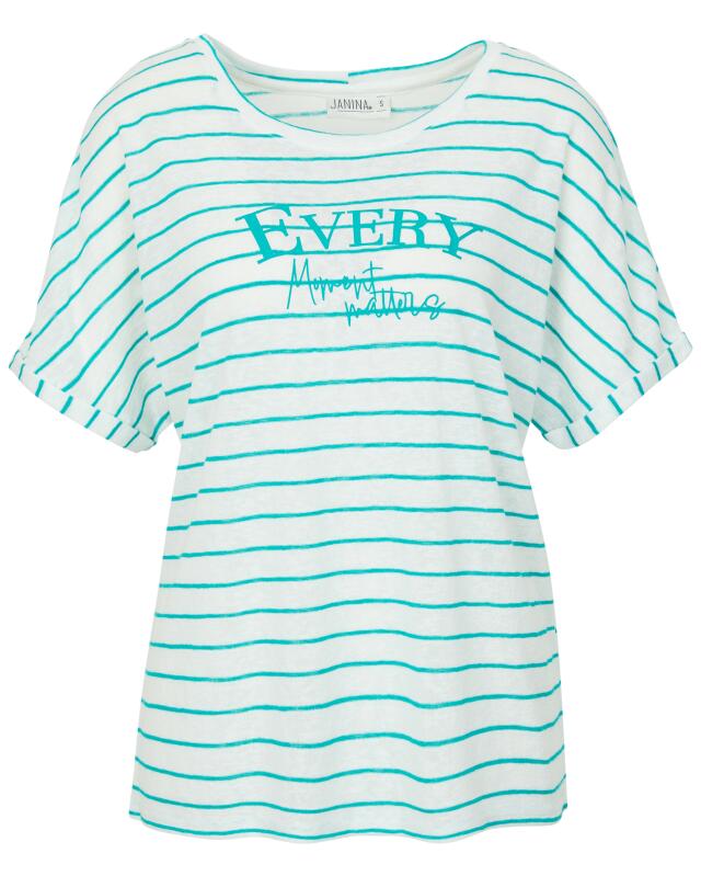 Striped T-shirt for women, white/blue (KiK Gestreiftes T-Shirt (weiß/blau)) — KiK, authentic German product in Morocco