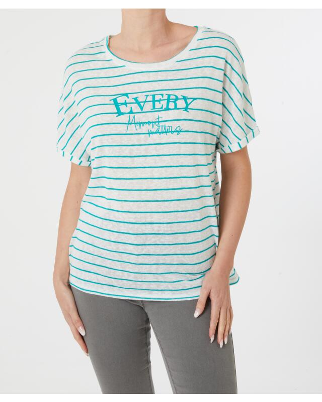 Striped T-shirt for women, white/blue (KiK Gestreiftes T-Shirt (weiß/blau)) — KiK, authentic German product in Morocco