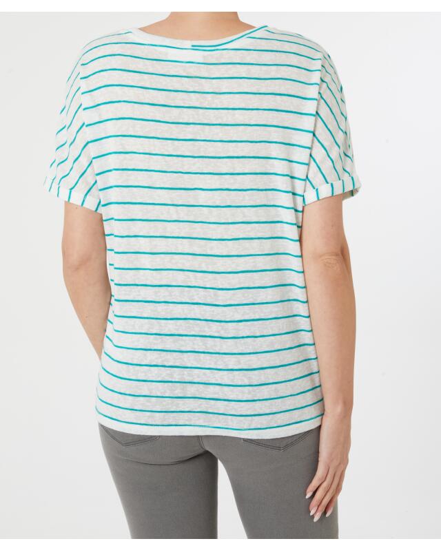 Striped T-shirt for women, white/blue (KiK Gestreiftes T-Shirt (weiß/blau)) — KiK, authentic German product in Morocco