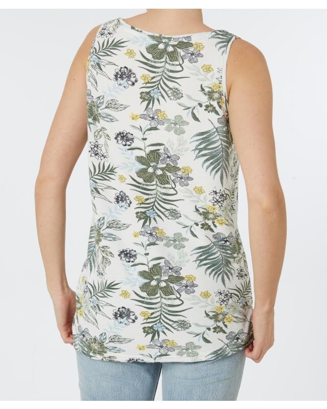Tank top with drawstring hem for women, white printed (KiK Tanktop mit Tunnelzug (weiß bedruckt)) — KiK, authentic German product in Morocco
