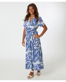 Midikleid mit Palmenblättern