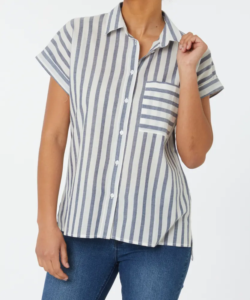 Gestreifte Hemdbluse Knopfleiste