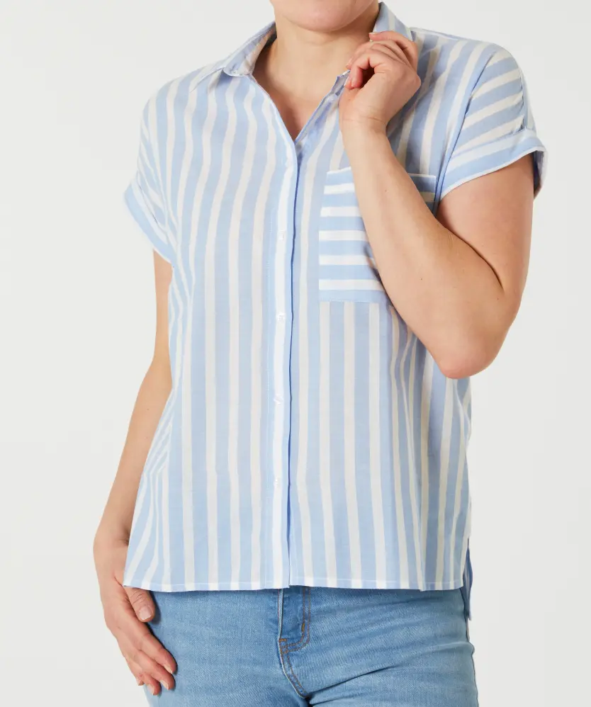 Gestreifte Hemdbluse Knopfleiste