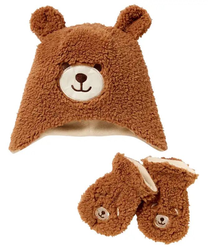 Mütze + Handschuhe aus Teddyfleece