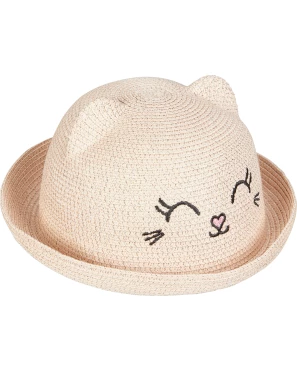 Słomkowy kapelusz z twarzą kota