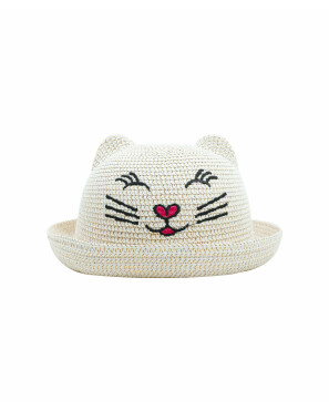 Słomkowy kapelusz z twarzą kota