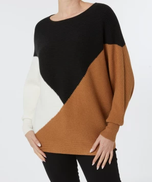 Sweter z dzianiny colour-blocking