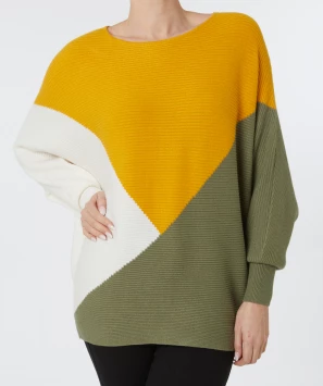 Sweter z dzianiny colour-blocking