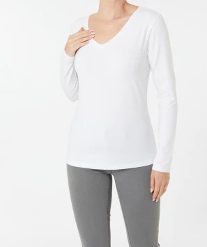 Basic Langarmshirt in Weiß