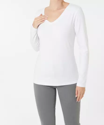 Basic Langarmshirt in Weiß