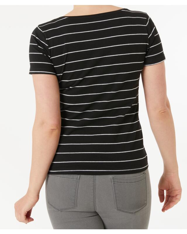 Striped T-shirt for women, black/white (KiK T-Shirt mit Streifen (schwarz/weiß)) — KiK, authentic German product in Morocco