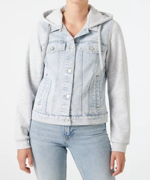 Jeansjacke mit Sweateinsätzen