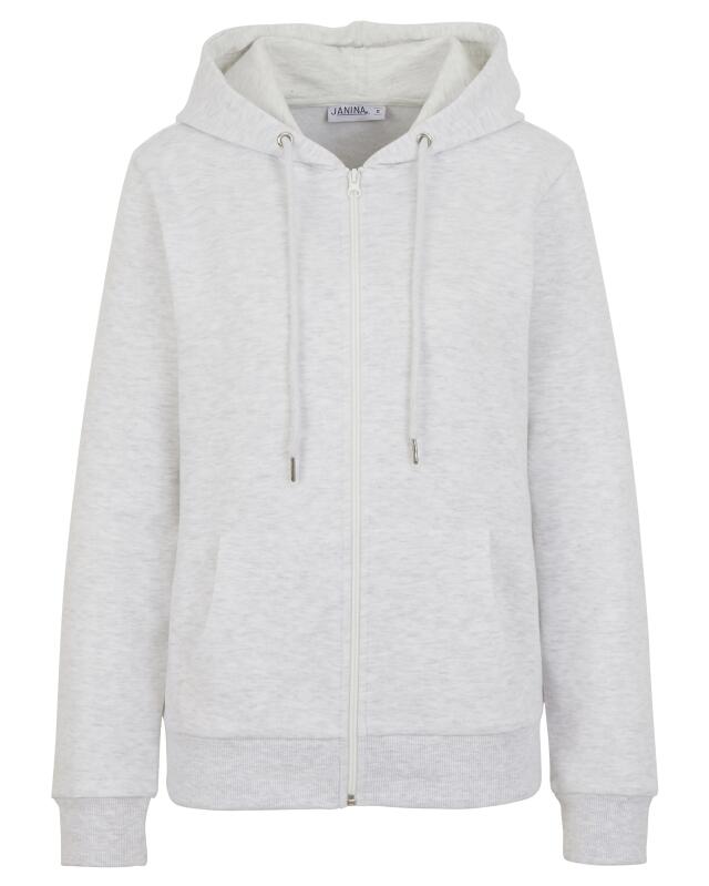 Zip-up sweat jacket for women, grey marl (KiK Einfache Sweatjacke (grau melange)) — KiK, authentic German product in Morocco
