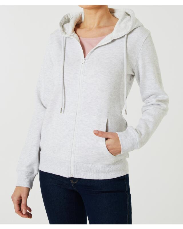 Zip-up sweat jacket for women, grey marl (KiK Einfache Sweatjacke (grau melange)) — KiK, authentic German product in Morocco