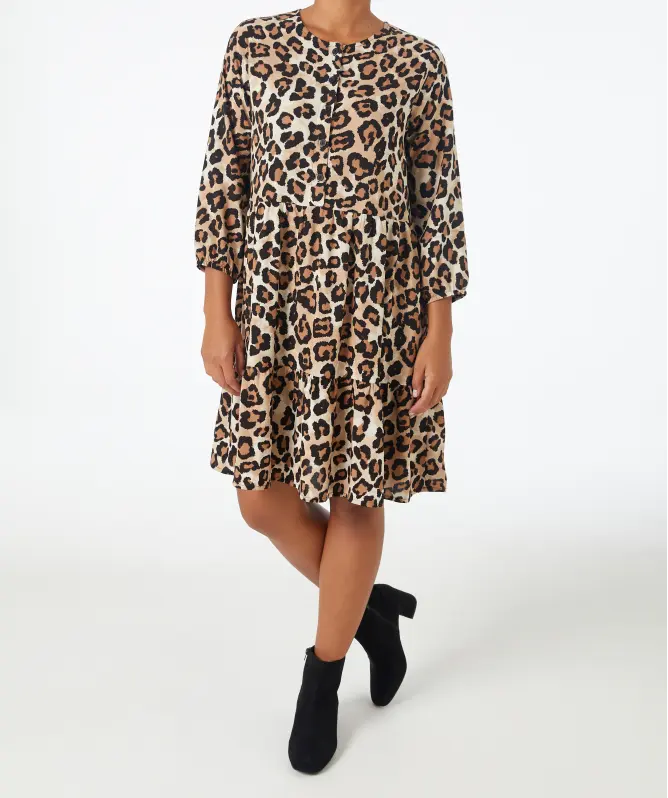 Midikleid Leopardenmuster