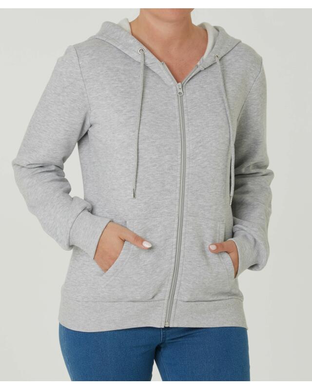 جاكيت سويت بسحاب للنساء، رمادي مبرقش (KiK Einfache Sweatjacke (grau melange)) — KiK, منتج ألماني أصلي في المغرب