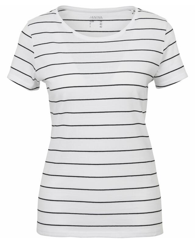 T-shirt en coton femme, blanc/noir (KiK T-Shirt aus Baumwolle (weiß/schwarz)) — KiK, produit allemand authentique au Maroc