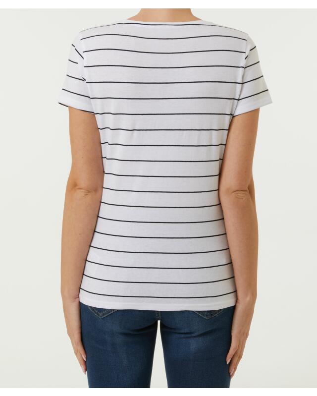 T-shirt en coton femme, blanc/noir (KiK T-Shirt aus Baumwolle (weiß/schwarz)) — KiK, produit allemand authentique au Maroc