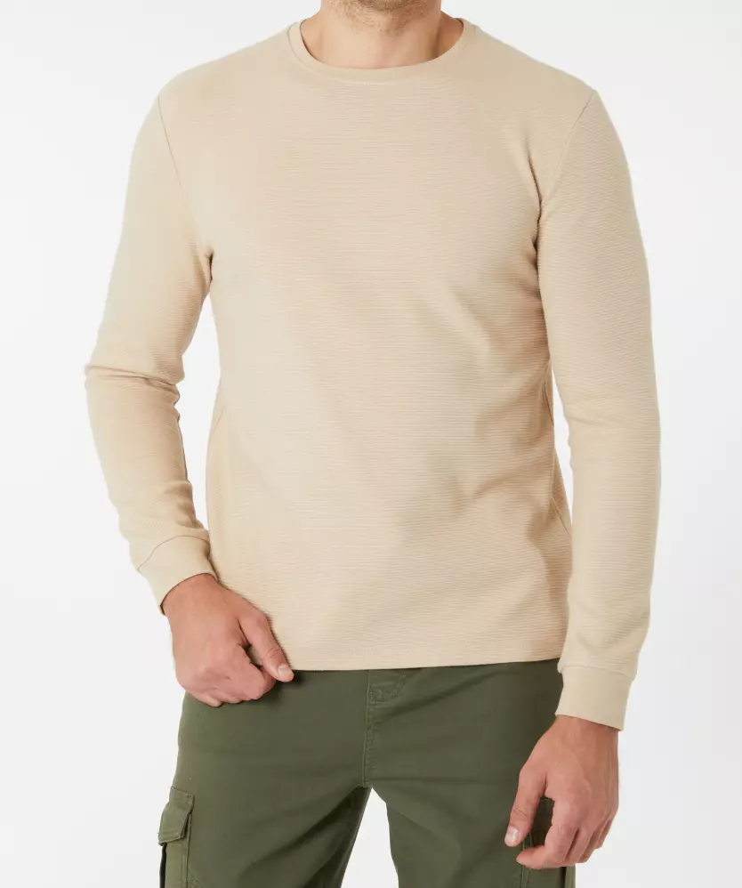 Strukturiertes Langarmshirt X-Mail, Rundhalsausschnitt