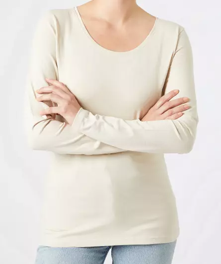 Naturfarbenes Langarmshirt