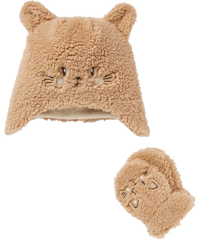 Mütze + Handschuhe aus Teddyfleece